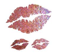 Pink Sweet Lips Sexy Girls Women Kiss Kisses Glitter Holographic Hologram 3 Pcs Decals Decal Vinyl Sticker for Laptop Notebook Tablet Fridge Book