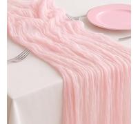 Pink Table Runner, Elegant Gauze Cheesecloth Table Decor, 90 x 300 cm Formal Table Runners for Birthday, Indoor and Outdoor Events, Dining room bathroom, Modern simple style