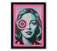 Pink Target Portrait Pop Art Framed Wall Art Print A2 (59.4×42cm) Black, Wall Decor for Living Room, Bedroom, Office & Home, Ready to Hang, Art Gift