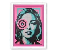 Pink Target Portrait Pop Art Framed Wall Art Print A2 (59.4×42cm) White, Wall Decor for Living Room, Bedroom, Office & Home, Ready to Hang, Art Gift