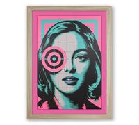 Pink Target Portrait Pop Art Framed Wall Art Print A3 (42×29.7cm) Oak, Wall Decor for Living Room, Bedroom, Office & Home, Ready to Hang, Art Gift