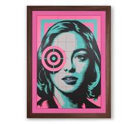 Pink Target Portrait Pop Art Framed Wall Art Print A3 (42×29.7cm) Walnut, Wall Decor for Living Room, Bedroom, Office & Home, Ready to Hang, Art Gift