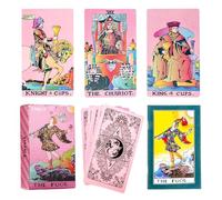 Pink Tarot Cards Deck Beginners Tarot Card Deck Pink with Meanings on Them 78 Tarot Cards with Guide Book Luxury Waterproof PVC Material Fortune Telling Cards