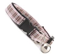 Pink Tartan Pattern Cat Collar. Beautiful cat safety collars with bell available in a range colours made in the UK from strong webbing and pretty gingham material …