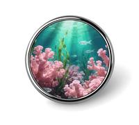 Pink Teal Badge Exquisite Round Alloy Brooch Cute Brooch Fashion Name Badge Lightweight Elegant Pin Compact Circular Alloy Lapel Pin for Id Club Event Souvenir Gift