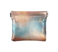 Pink Teal Purple Glistening Small Leather Coin Purse Convenient Clasp Wallet Card Holder for Girls Ladies Handbag, Trendy Peach Turquoise Red, One Size, Modern