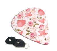 Pink Teapot Guitar Plectrums, 6 Guitar Plectrums, Printed on both sides for Electric Guitar Bass Ukulele (0.46 mm 0.71 mm 0.96 mm)