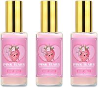 Pink Tears Body Mist, Fresh Strawberry Body Milk Mist Spray, Hydrating Lightweight, Long-Lasting Fragrance Body Mist, Refreshing Aroma, for Many Occasions, 50ML (3Pcs)