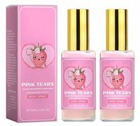 Pink Tears Body Mist,Fresh Strawberry Body Milk Mist Spray, Hydrating Lightweight, Long-Lasting Fragrance Body Mist (2pcs)