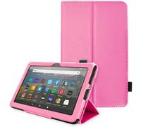 TECHGEAR Fire HD 8 Tablet Case, PU Leather Smart Stand Case Cover, Hand Strap [Sleep/Awake] For Amazon Fire HD 8" / Plus/Kids/Kids Pro 2024 2022 2020 / 14th 12th 10th Generation [Pink]