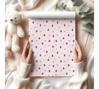 Pink Teddy Bear Wrapping Paper Sheet, Adorable Bears with Hearts & Bows on Wavy Stripes, Perfect for Valentine's Day & Baby Gifts - W180 (Medium Sheet - 42 x 58cm / 15.7" x 22.8" inches)