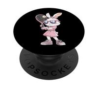 Pink Tennis Rabbit Girl Womens Tennis Player PopSockets Adhesive PopGrip