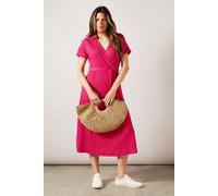 Pink Textured Jersey Collared Midi Dress Wallis Pink 14