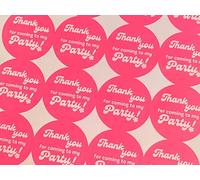 Pink Thank You for Coming to My Party Stickers. Girls Party Bag Stickers, Pink Sweet Cone Labels, Favour Labels. 24 x 40mm Round Paper Stickers
