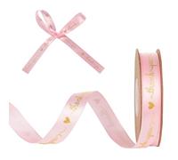 Pink Thank You Ribbon - Foil & Polyester Satin for DIY & Gift Wrapping, 3/5" Wide, 20-Yard Spool Ideal for Floral Arrangements, Events & Crafting
