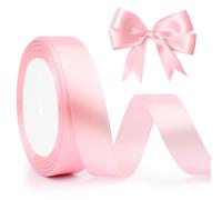 Pink Thin Hair Ribbon for Crafting 20mm Light Pink Thick Handfasting Fabric for Cupcake, GCSE Congratulations, Wedding Flowers, DIY Valentine's Day