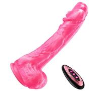 Pink Thrusting Vibrator Dildo, 8.7" Heating Lifelike Suction Cup Dildo, Soft Realistic Dildos Toy for Women Men with 7x8 Modes, Remote Control Adult Sex Toys G-spot Stimulation (E)
