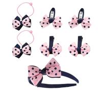 Pink Tiara Hair Accessories Set, Seven Handmade Cloth Pieces