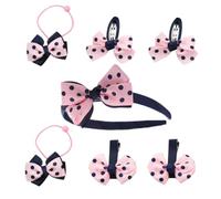 Pink Tiara Headband 7pcs Cloth Hair Accessories Set