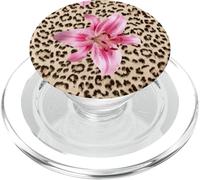 Pink Tiger Lily Leopard Summer Flower Y2K Cheetah Print PopSockets PopGrip for MagSafe