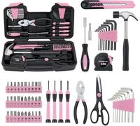 Pink Tool Kit 58 Piece, General Household DIY Tool Kit Set for Women, Girls and Ladies, Home Hand Tool Set with Plastic Toolbox Storage Case