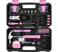 Pink Tool Kit：DEKO Tool Set, Pink Hand Tool Kit DIY for Women 62 Pieces, Ladies Tool Box for Home