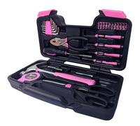 Pink Tool Kit Set Toolbox 38pc in Sturdy Carry Case Hand Tool Box with Screwdriver Set, Hammer, Pliers and More for Home and Office DIY Repair