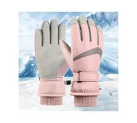 (Pink touch screen hook for women, One size) Ski gloves women's winter cotton plus velvet thick touch screen warm cute cycling mountaineering men's windproof cold water outdoor