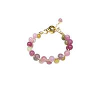 Pink Tourmaline Wired Bracelet | Double Layer Colorful Tourmaline Stone Bracelet for Love Joy & Compassion, Adjustable Beaded Healing Jewelry Gift Set