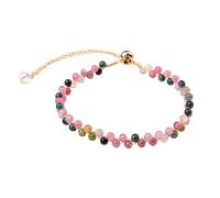 Pink Tourmaline Wired Bracelet | Double Layer Colorful Tourmaline Stone Bracelet for Love Joy & Compassion, Adjustable Beaded Healing Jewelry Gift Set
