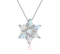 PINK TOWN Christmas Snowflake Necklace for Women,Vintage Crystal Gem Snowflake Pendant Necklaces Opal Winnter Snow Flower Xmas Necklace Christmas Jewelry Stuff Festival Holiday Accessories, L, Alloy