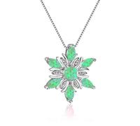 PINK TOWN Christmas Snowflake Necklace for Women,Vintage Crystal Gem Snowflake Pendant Necklaces Opal Winnter Snow Flower Xmas Necklace Christmas Jewelry Stuff Festival Holiday Accessories, L, Alloy