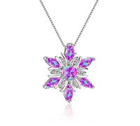 PINK TOWN Christmas Snowflake Necklace for Women,Vintage Crystal Gem Snowflake Pendant Necklaces Opal Winnter Snow Flower Xmas Necklace Christmas Jewelry Stuff Festival Holiday Accessories, L, Alloy