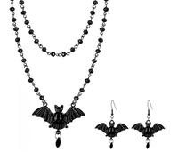 PINK TOWN Gothic Blood Drops Necklaces Earrings for Women,Vintage Black Red Crystal Moon Teardrop Necklaces Earrings Set Punk Style Vampire Jewelry Set Goth Mystery Costume Accessories Halloween Prom