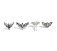 PINK TOWN Gothic Halloween Knuckle Ring Set for Women,Vintage Punk Skull/Spider/Bat/Heart Stackable Finger Rings Bohemian Hollow Carved Midi Rings Halloween Party Costume Accessories (Silver3)