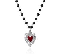 PINK TOWN Gothic Heart Pendant Necklace for Women,Vintage Beaded Choker Goth Y2k Devil Vampire Evil Eye Necklaces Punk Style Thorns Heart Necklace Halloween Victoria Mystic Witch Jewelry Accessories