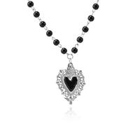 PINK TOWN Gothic Heart Pendant Necklace for Women,Vintage Beaded Choker Goth Y2k Devil Vampire Evil Eye Necklaces Punk Style Thorns Heart Necklace Halloween Victoria Mystic Witch Jewelry Accessories