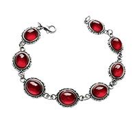 PINK TOWN Gothic Vampire Oval Gemstone Bracelet Vintage Red Black Crystal Cameo Bracelets Victorian Dark Academia Bracelet Halloween Punk Statement Bracelets for Women Fashion Jewelry Gift, L, alloy