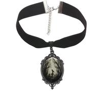 PINK TOWN Gothic Velvet Raven Cross Glass Pendant Necklace,Vintage Victorian Bat Choker Necklace Goth Rope Chain Crow Choker Mystic Witch Halloween Jewelry Gift Accessories, Zinc, glass