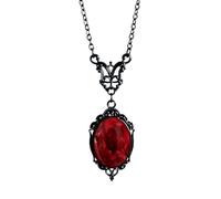 PINK TOWN Gothic Victorian Necklace Vintage Crystal Glass Cameo Gem Oval Pendant Necklaces Dark Aesthetic Ornate Costume Necklace for Cosplay Halloween Themed Events, L, Alloy Steel, No Gemstone