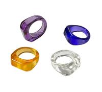 PINK TOWN Resin Chunky Ring Set for Women, Multicolor Acrylic Knuckle Rings Vintage Plastic Stackable Rings Set Y2k Aesthetic Statement Midi Ring Thick Dome Finger Jewelry, Plastic, No Gemstone