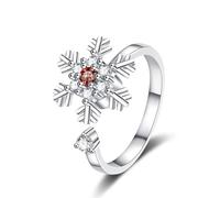 PINK TOWN Snowflake Finger Ring for Women,Rhinestone Crystal CZ Snowflake Knuckle Rings Winter Flower Wrap Finger Bands Promise Engagement Wedding Stackable Ring Xmas Jewelry for Women, Alloy Steel