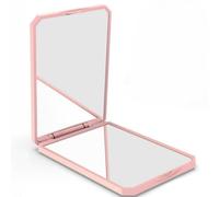 Pink Travel Mirror with Compact Folding Design and Dual Reflective Surfaces - Slim Handheld Pocket Accessory for Women's Daily Makeup Touch-Ups and Personal Grooming, Portable Vanity Essential