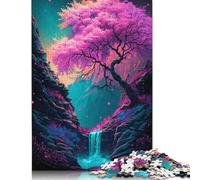 Pink Tree And Small Waterf Puzzle 1000 Pieces Jigsaws Wooden Puzzle for Adults And Teenager Puzzles for Adults 1000pcs (75x50cm)