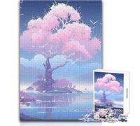 Pink Tree Beside The Lake 1000-piece Jigsaw Puzzles Mindful Learning Fun Game Unique Gift for Joyful Celebrations Size 38x52cm