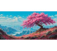 Pink Tree Diamond Art Kits Adults, DIY 5D Large Diamond Painting Landscape Full Square Drill Crystal Art Kits 11.8x23.6 Inch, Embroidery Cross Stitch Canvas Painting by Numbers for Home Decor (SQ14)