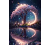 Pink Tree Pond 500 Piece Jigsaw Puzzles for Adults, Fun jigsaw puzzles 500 pieces, Challenging Puzzle Perfect for Game Nights, Finished Puzzle Size is 52x38cm