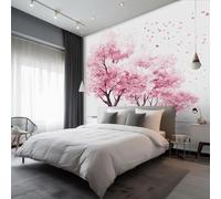 Pink Tree Wallpaper for Walls - Blossom Floral Wall Paper, Tree Home Decor, Non-woven Waterproof Print Wallpapers for Bedroom Living Room, Feature Walls Mural 150x105 cm - BXA83