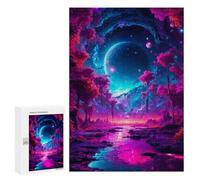 Pink Trees Displayable Picture Puzzle, 300 PCS - Birthday Gift, with A Decorative Finished Picture