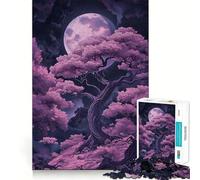 Pink Trees Under A Full Moon 1000 Piece Jigsaw Puzzles for Adults Improve Memory Anxiety Relief Sharp Edge Wall Art Decor (50x75cm)
